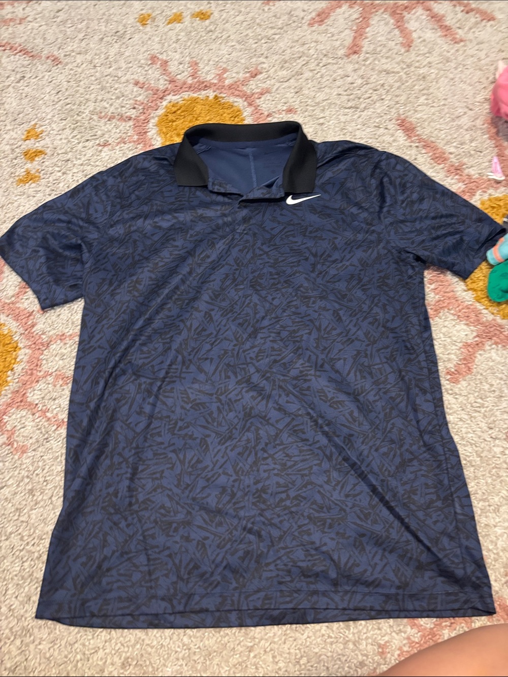 Nike Men’s Navy Polo with Black Collar and White Swoosh